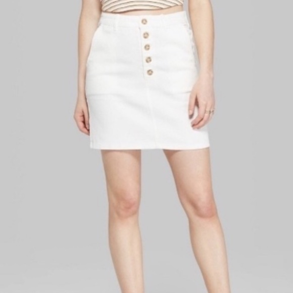 White Button Skirt